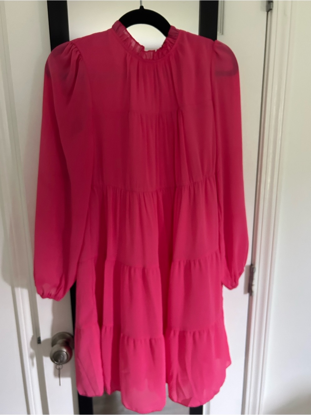 Pink Tiered Long-Sleeve Dress
